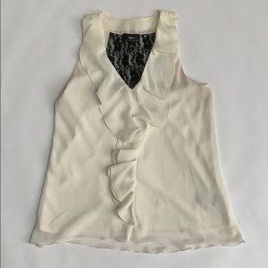 Ivory sleeveless Blouse with Black Lace upper back